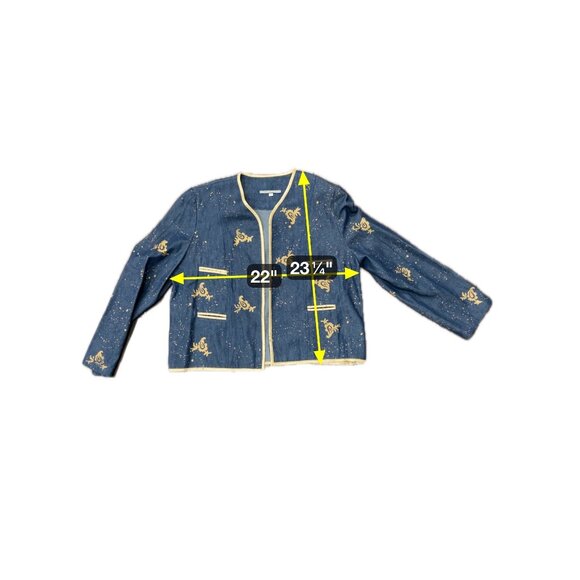 Vintage Howard Wolf Sport Blue Gold Two Piece Denim Dress Jacket Set Sz Large - Picture 11 of 13